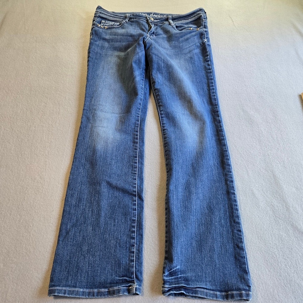 Ten Denim USA Bootcut Jeans Womens 10 Blue Angel Wing Embellished Studded Y2K